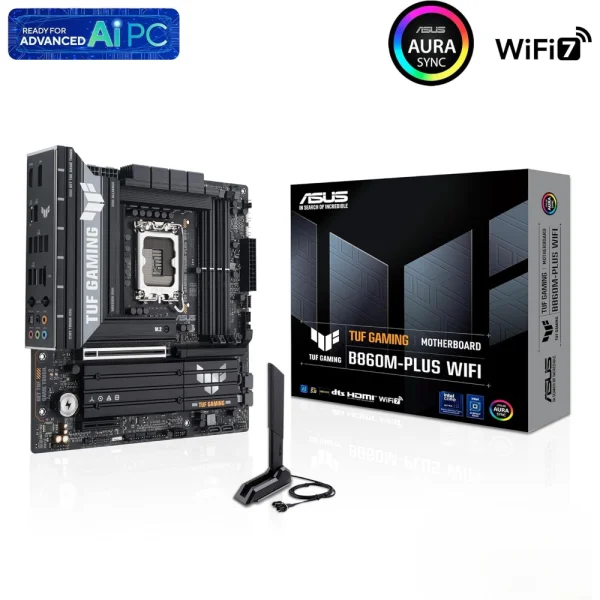 ASUS TUF GAMING B860M-PLUS WIFI DDR5 LGA1851 microATX Motherboard Supports Intel Core Ultra Processors