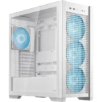 ASUS TUF Gaming GT302 ARGB ATX Mid-Tower Case, Four 140 x 28 mm ARGB Fans for High Airflow and Static Pressure, Interchangeable Side Panel, Detachable Top Panel, Hidden-Connector Motherboard Support - White