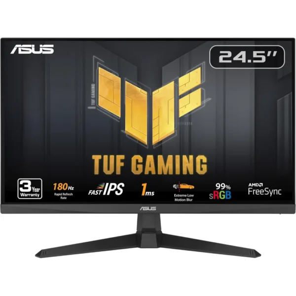 ASUS TUF Gaming VG259Q3A 25in (24.5 viewable) 1080P Gaming Monitor – FHD, 180Hz, 1ms, Fast IPS, Extreme Low Motion Blur, FreeSync, Variable Overdrive, Speakers, 99% sRGB, Shadow Boost