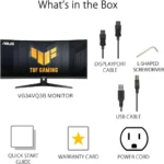 ASUS TUF Gaming VG34VQ3B 34in Ultra-Wide Curved Monitor, 21:9 QHD (3440x1440), 180Hz, 1ms, Extreme Low Motion Blur Sync, FreeSync Premium, Speaker, 90% DCI-P3, DisplayWidget Center - Image 5