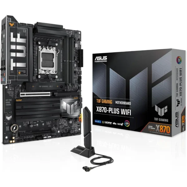ASUS TUF Gaming X870-PLUS WiFi AM5 ATX Motherboard, 16+2+1, 80A SPS Power Stages, DDR5, PCIe 5.0 Ready, Four M.2 Slots, Wi-Fi 7, 2.5Gb LAN, HDMI, USB4 40Gbps, SATA 6 Gbps, USB 20Gbps Type-C
