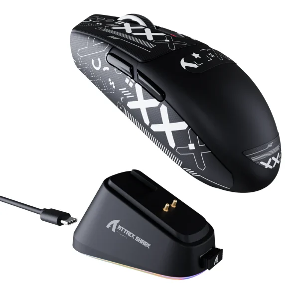 ATTACK SHARK G3PRO Tri-mode Wireless Gaming Mouse with Charge Dock 25000 DPI Ultra Lightweight - Black