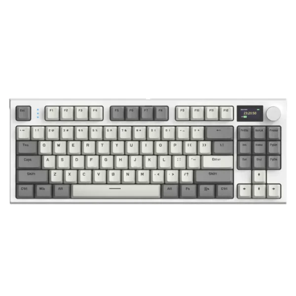 ATTACK SHARK K86 Wireless Mechanical Keyboard, 75% Layout, 87 Keys, TFT Color Display & Knob, 3-Mode Connection, Gasket Mount, Triple Sound Absorbing Foam, Programmable RGB,  Linear Blue Whale Switches - Retro Grey