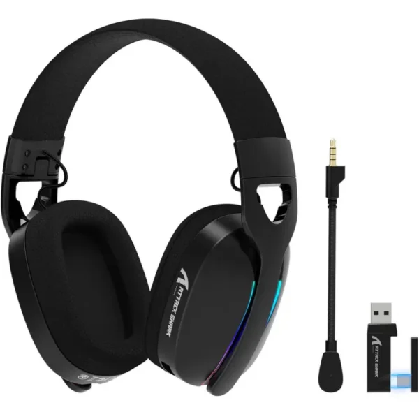ATTACK SHARK L90 Foldable RGB Ultra-Light Tri-Mode Gaming Headset - Black