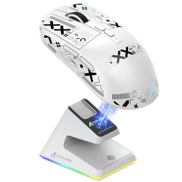 ATTACK SHARK X6 Three Modes Gaming Mouse With Charging Dock - White