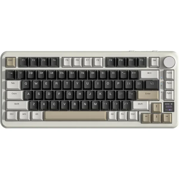 ATTACK SHARK X85PRO Tri-mode Gasket Mechanical Keyboard, 75% Layout, 82 Keys, TFT Smart Display & CNC Knob Design, 3-Mode Connection, Pre-Lubed Hot-Swappable, Programmable RGB, Linear Blueberry Switches - Cheese White