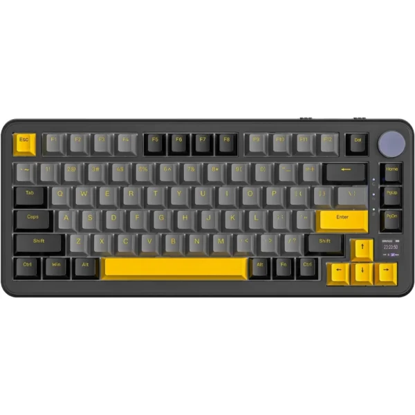 ATTACK SHARK X85PRO Tri-mode Gasket Mechanical Keyboard, 75% Layout, 82 Keys, TFT Smart Display & CNC Knob Design, 3-Mode Connection, Pre-Lubed Hot-Swappable, Programmable RGB, Linear Blueberry Switches - Starry Black