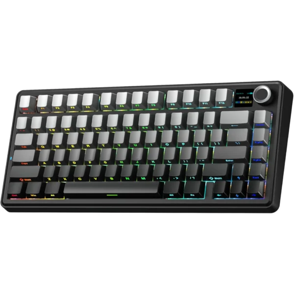 AULA F75 MAX Wireless Mechanical Keyboard, TFT Screen and Knob, 75% Gasket Hot Swappable Custom Keyboard - Black - LEOBOG Reaper Switch