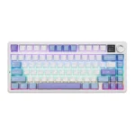 AULA F75 MAX Wireless Mechanical Keyboard, TFT Screen and Knob, 75% Gasket Hot Swappable Custom Keyboard - White Blue - LEOBOG Reaper Switch
