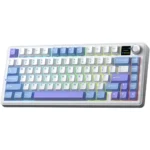 AULA F75 MAX Wireless Mechanical Keyboard, TFT Screen and Knob, 75% Gasket Hot Swappable Custom Keyboard - White Blue - LEOBOG Reaper Switch