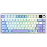 AULA F75 MAX Wireless Mechanical Keyboard, TFT Screen and Knob, 75% Gasket Hot Swappable Custom Keyboard - White Blue - LEOBOG Reaper Switch - Image 2