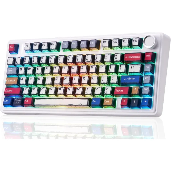 AULA F75 Wireless Mechanical Keyboard, 75% Gasket Hot Swappable Custom Keyboard - Comic - LEOBOG Reaper Switch