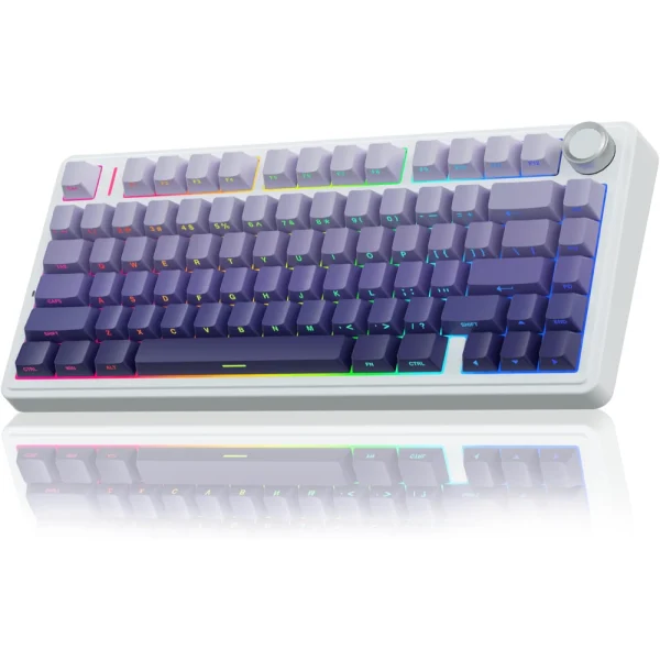 AULA F75 Pro Wireless Mechanical Keyboard, 75% Gasket Hot Swappable Custom Keyboard - Gradient Purple - Start Vector Switch
