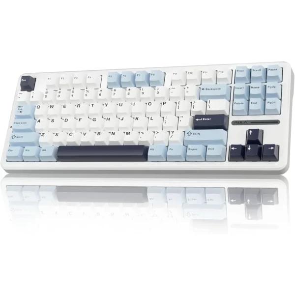 AULA F87 Wireless Mechanical Keyboard, 75% Gasket Hot Swappable Custom Keyboard - Glacial Blue - LEOBOG Greywood V3 Switch