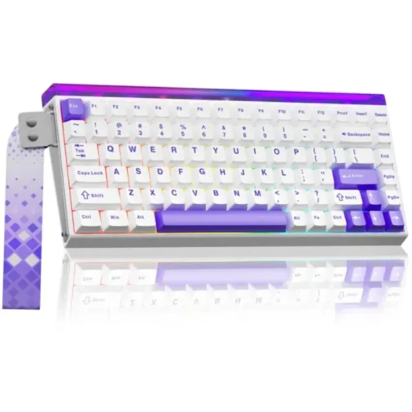 AULA HERO 84 HE Wired Mechanical Keyboard, 8K Polling Rate/128k Scanning Rate, 75% Gasket Hall Effect Hot Swappable Custom Keyboard - White Purple - Black Emperor Switch