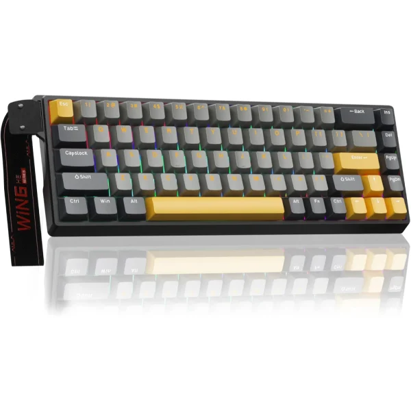 AULA WIN68 HE Max Wired Mechanical Keyboard, 8K Polling Rate, 68% Gasket Hall Effect Hot Swappable Custom Keyboard - Grey & Yellow - Wing Chun Magnetic Switch