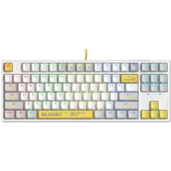Bloody S87 Mechanical Gaming Keyboard - Red Switches - Energy White