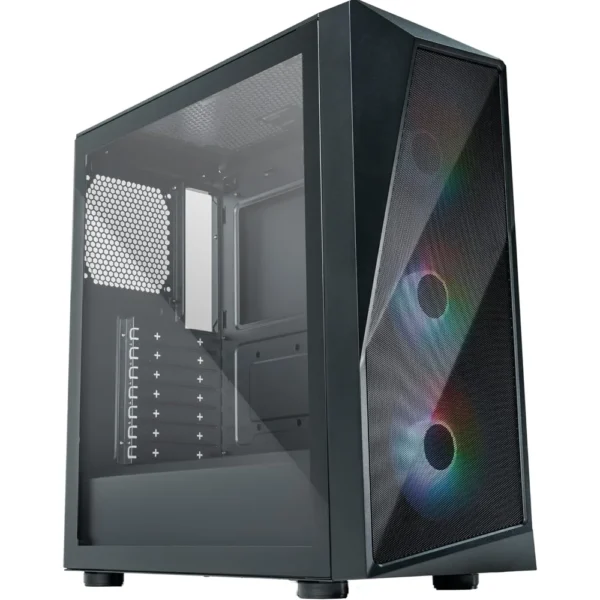 Cooler Master CMP 520 ARGB ATX Mid-Tower PC Case, Asymmetrical Crystal Front Panel Design, Mesh Front Panel, Tempered Glass Panel, CF120P + Dual CF120S 120mm PWM Customizable ARGB Fans