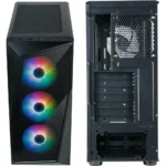 Cooler Master CMP 520 ARGB ATX Mid-Tower PC Case, Asymmetrical Crystal Front Panel Design, Mesh Front Panel, Tempered Glass Panel, CF120P + Dual CF120S 120mm PWM Customizable ARGB Fans - Image 3