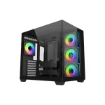 Cooler Master Elite 681 Panoramic ATX Mid Tower Case, Pre-installed 4x ARGB Fans - Black