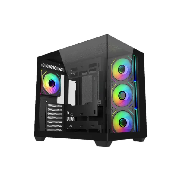 Cooler Master Elite 681 Panoramic ATX Mid Tower Case, Pre-installed 4x ARGB Fans - Black