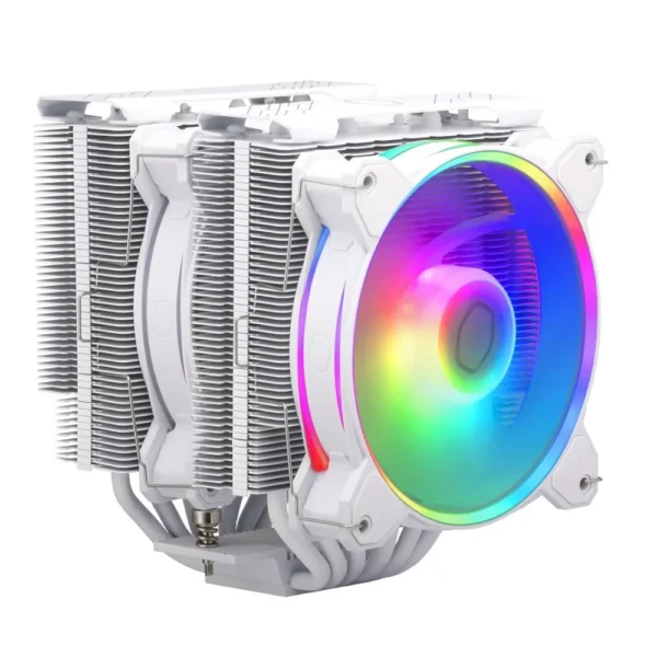 Cooler Master Hyper 622 Halo White RR-D6WW-20PA-R1 Dual Tower CPU Air Cooler, Halo² Fan, Dual Loop ARGB, Aluminum Top Cover, 6 Heat Pipes,154mm Tall, AMD Ryzen AM5/AM4, Intel LGA1700/1200