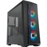 Cooler Master MasterBox 520 Mesh Blackout Airflow ATX Mid-Tower, Mesh Front Panel, Tempered Glass Panel, E-ATX up to 10.7in, Gen2 Type-C, Three CF120 120mm PWM Customizable ARGB Fan