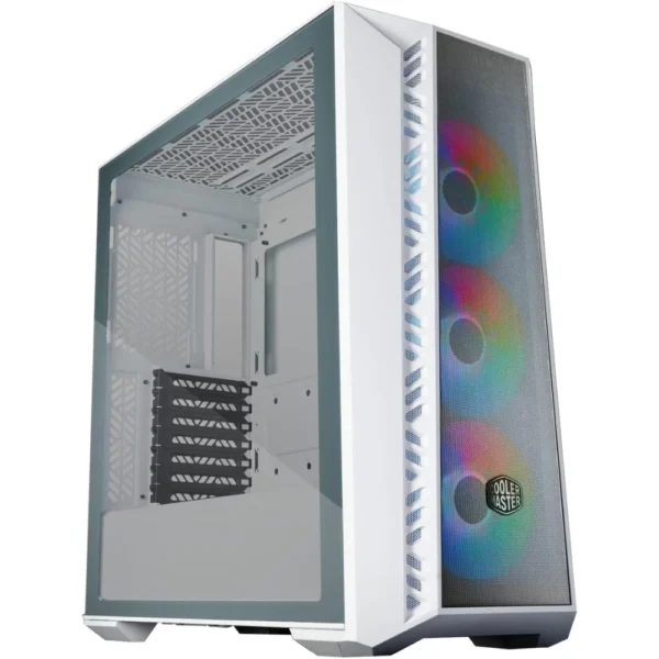 Cooler Master MasterBox 520 Mesh White Airflow ATX Mid-Tower, Mesh Front Panel, Tempered Glass Panel, E-ATX up to 10.7in, Gen2 Type-C, Three CF120 120mm PWM Customizable ARGB Fan