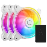 Cooler Master MasterFan MF120 Halo² MFL-B2DW-213P2-R2 3-in-1 PC Case Fan White, Liquid Cooler, Air Cooler Fan, Dual Loop Gen 2 ARGB LEDs Rings, Dynamic PWM 120mm 2,050 RPM, Air Balance Blades, Hybrid Frame