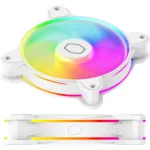 Cooler Master MasterFan MF120 Halo² White Fan, Duo-Ring ARGB Gen 2 LED Rings, 120mm 2050rpm Dynamic PWM, Enlarged Fan Blades, Hybrid Frame for PC Case, Liquid and Air Cooler - Image 3