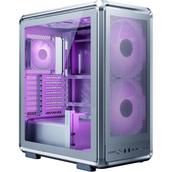 Cooler Master MasterFrame 500 Mesh ARGB EATX Mid Tower Case, Pre-installed 2x 200mm SickleFlow/1x 120mm ARGB Fans - Silver