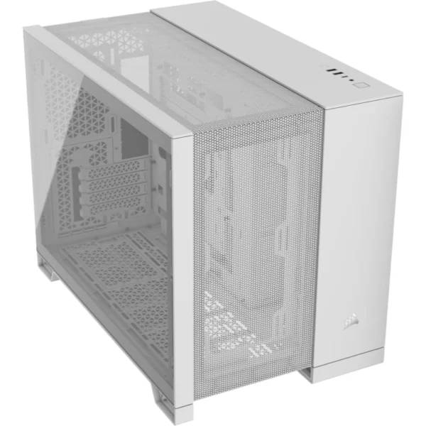 CORSAIR 2500D AIRFLOW Small-Tower mATX Dual Chamber PC Case – Tempered Glass – Reverse Connection Motherboard Compatible – White