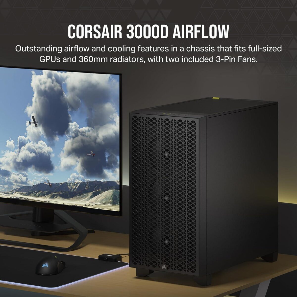 Corsair 3000D Airflow Mid-Tower PC Case – 2x Fans - Image 2