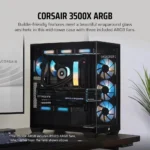 CORSAIR 3500X ARGB Mid-Tower ATX PC Case – Panoramic Tempered Glass – Reverse Connection Motherboard Compatible – 3X CORSAIR RS120 ARGB Fans Pre-Installed- Black - Image 4