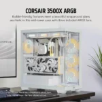 CORSAIR 3500X ARGB Mid-Tower ATX PC Case – Panoramic Tempered Glass – Reverse Connection Motherboard Compatible – 3X CORSAIR RS120 ARGB Fans Pre-Installed- White - Image 2