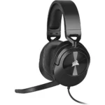 CORSAIR CA-9011265-AP HS55 SURROUND Gaming Headset (Leatherette Memory Foam Ear Pads, Dolby Audio 7.1 Sound on PC and Mac, Lightweight, Omni-Directional Microphone, Multi-Platform) Carbon, Black