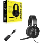 CORSAIR CA-9011265-AP HS55 SURROUND Gaming Headset (Leatherette Memory Foam Ear Pads, Dolby Audio 7.1 Sound on PC and Mac, Lightweight, Omni-Directional Microphone, Multi-Platform) Carbon, Black - Image 2