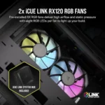 CORSAIR iCUE LINK 2500X RGB Small-Tower mATX Dual Chamber PC Case - 2x CORSAIR RX120 RGB Fans Pre-Installed – Black - Image 2