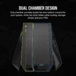 CORSAIR iCUE LINK 2500X RGB Small-Tower mATX Dual Chamber PC Case - 2x CORSAIR RX120 RGB Fans Pre-Installed – Black - Image 4