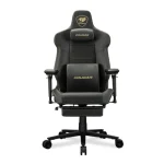 COUGAR ARMOR EVO M Gaming Racing-inspired Ergonomic Chair, Premium Breathable PVC Leather, 5D Adjustable Armrests, Retractable Footrest, Class 4 Gas Lift, Magnetic Memory Foam Neck Pillow/Lumbar Cushion - Gold - Image 2