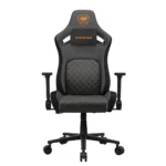 COUGAR DEFENSOR Gray F Ergonomic Office/Gaming Chair, Adjustable Height and Tilt, 155º Recline, 4D Folding Armrests, Magnetic Memory Foam Neck Pillow, Durable Hyper-dura Leatherette Upholstery, Woven Fabric, Back Pockets, 120kg Capacity - Gray/Orange