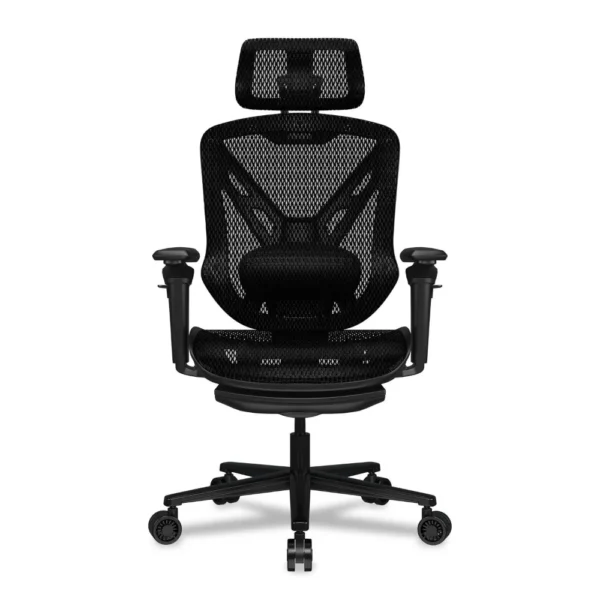 COUGAR SPEEDER Gaming/Office Racing-inspired Ergonomic Chair, 3D Hyper Rotation Armrest & Adjustable Headrest, Premium Chenille Yarn Mesh Fabric, Retractable Footrest - Black
