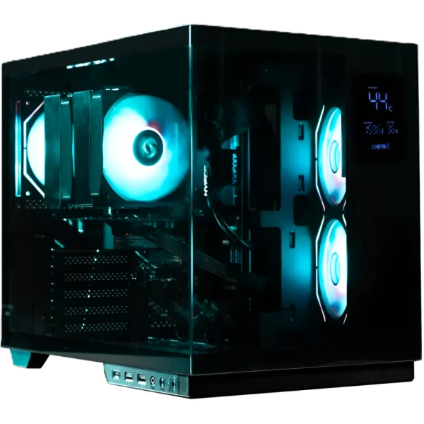 CrystalX Vortex Pro ATX Mid-Tower PC Gaming Case, Digital Display, Pre-installed 3x ARGB Infinity Fans - Black