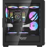 darkFlash DF2100 Tempered Glass E-ATX PC Case, 4x ARGB Fans Pre-Installed - Black - Image 3