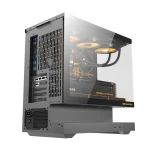 darkFlash FLOATRON F1 Micro-ATX Mid-Tower PC Gaming Case, Pre-installed 6x ARGB Fans - Black - Image 4