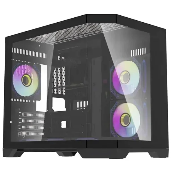 darkFlash FT418 Small Tempered Glass mATX PC Case - Black