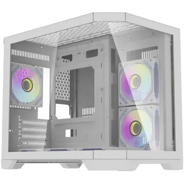 darkFlash FT418 Small Tempered Glass mATX PC Case - White