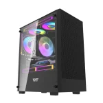 darkFlash M305 Micro-ATX Tempered Glass PC Case w/ 3x ARGB Fans Pre-Installed - Black