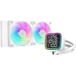 DeepCool LD240 240mm Liquid Cooler 5th Gen Pump 3400 RPM AIO Real-time CPU Status Screen Anti-Leak Tech with ARGB Fans and Dual Gradient Halo Effect Mirror, White
