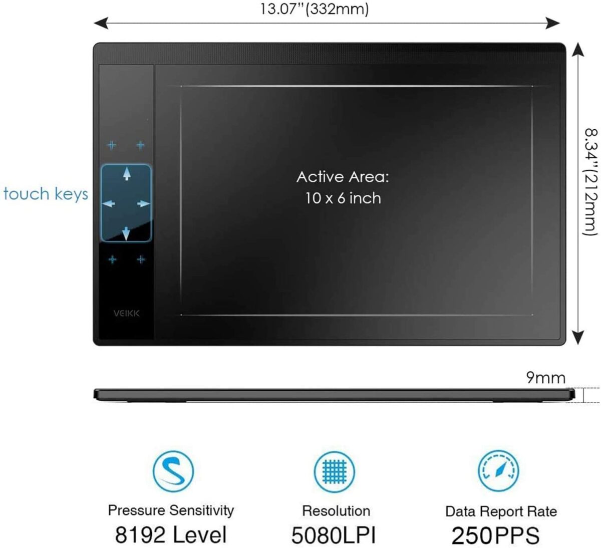 VEIKK A30 Drawing Tablet Graphic Pen Tablet with Gesture Touch Pad - Image 4